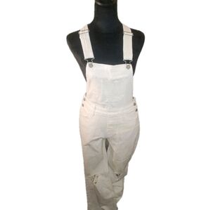 Hollister White High-Rise Vintage Denim Overalls Size XS Distressed Y2K Street